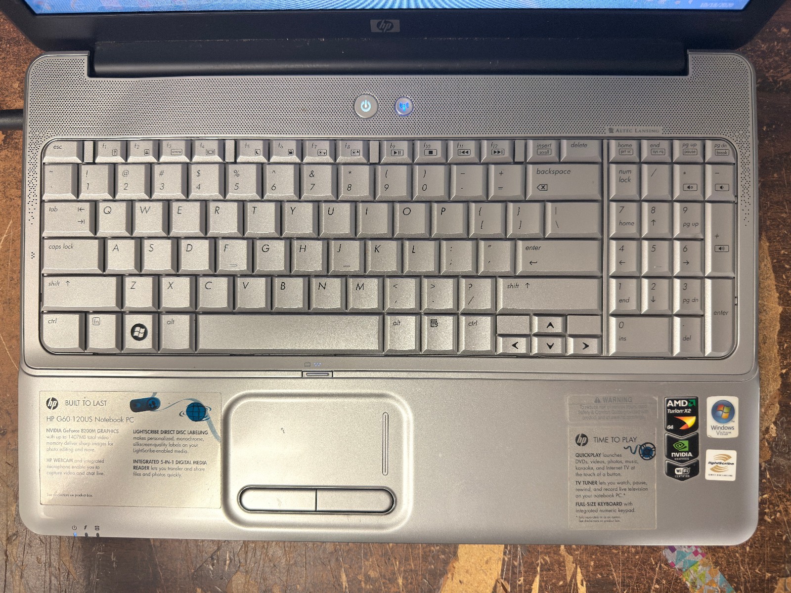 HP G60 120US Laptop | 2.0 GHZ AMD Turion Duel Core | 3GB RAM | 220 GB HDD