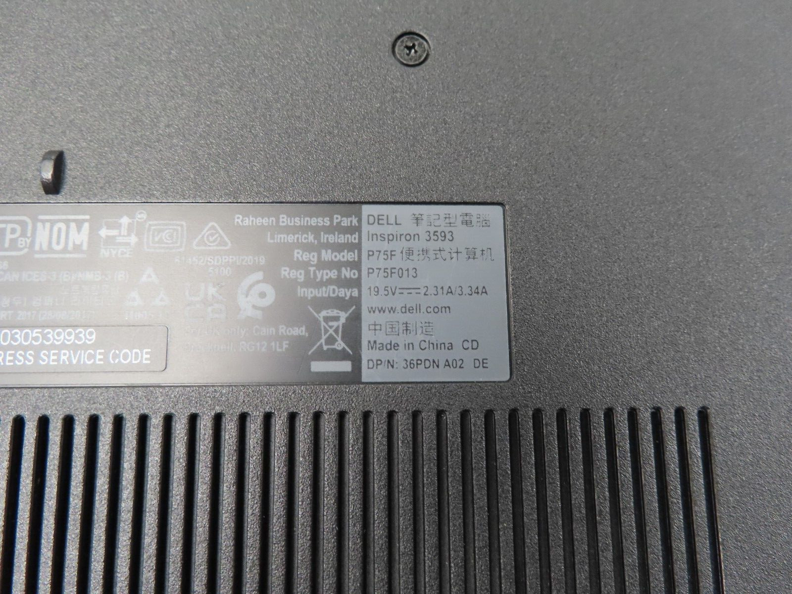 Dell Inspiron 3593 15.6″ Intel Core i3-1005G1 @ 1.20GHz – 4GB RAM