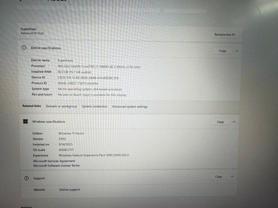 MSI Katana GF76 17.3″ Gaming Laptop Intel i7-11800H RTX 3050 Ti 16GB 512GB SSD