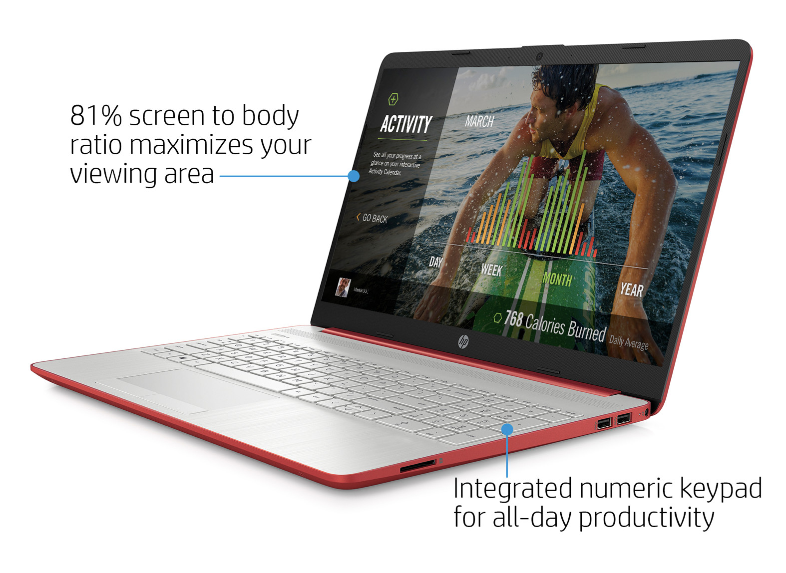 HP 15.6″ Laptop Intel Pentium Silver N5030 Up to 8GB RAM &1TB SSD Scarlet Red