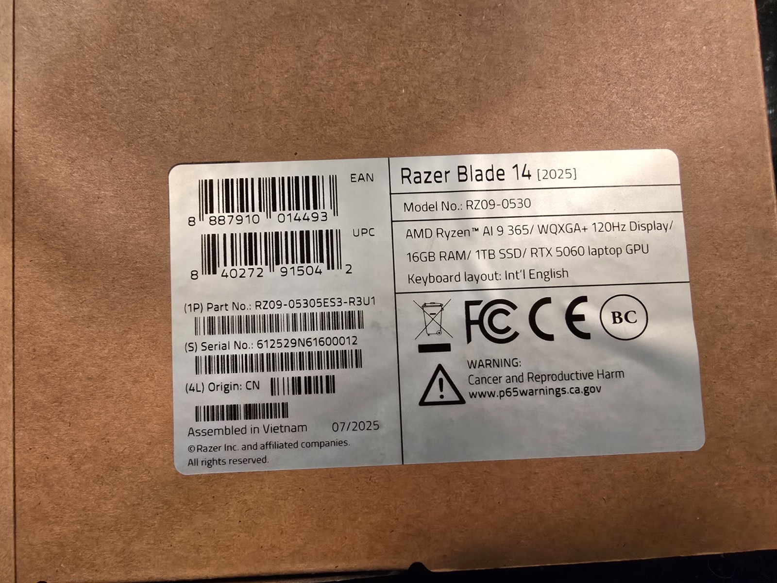 Razer Blade 14 (2025) RTX 5060 | 16GB RAM | 1TB SSD | Excellent Condition + Box