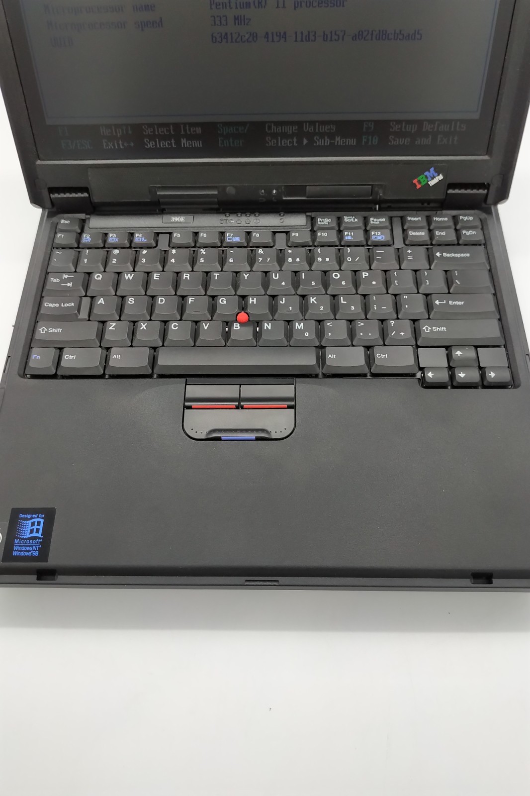 RARE VINTAGE IBM ThinkPad 390E Pentium II 333 MHz 256 RAM -Battery Holds- NO HDD