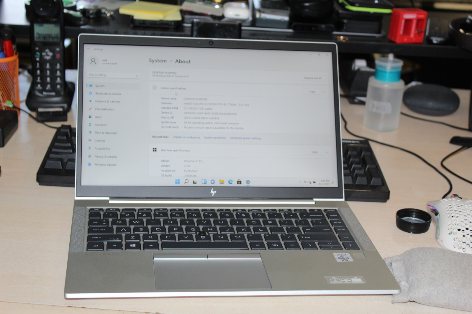 HP EliteBook 840 G7 i5-10310U 1.70GHz, 16GB RAM, 256GB SSD, Windows 11 Pro