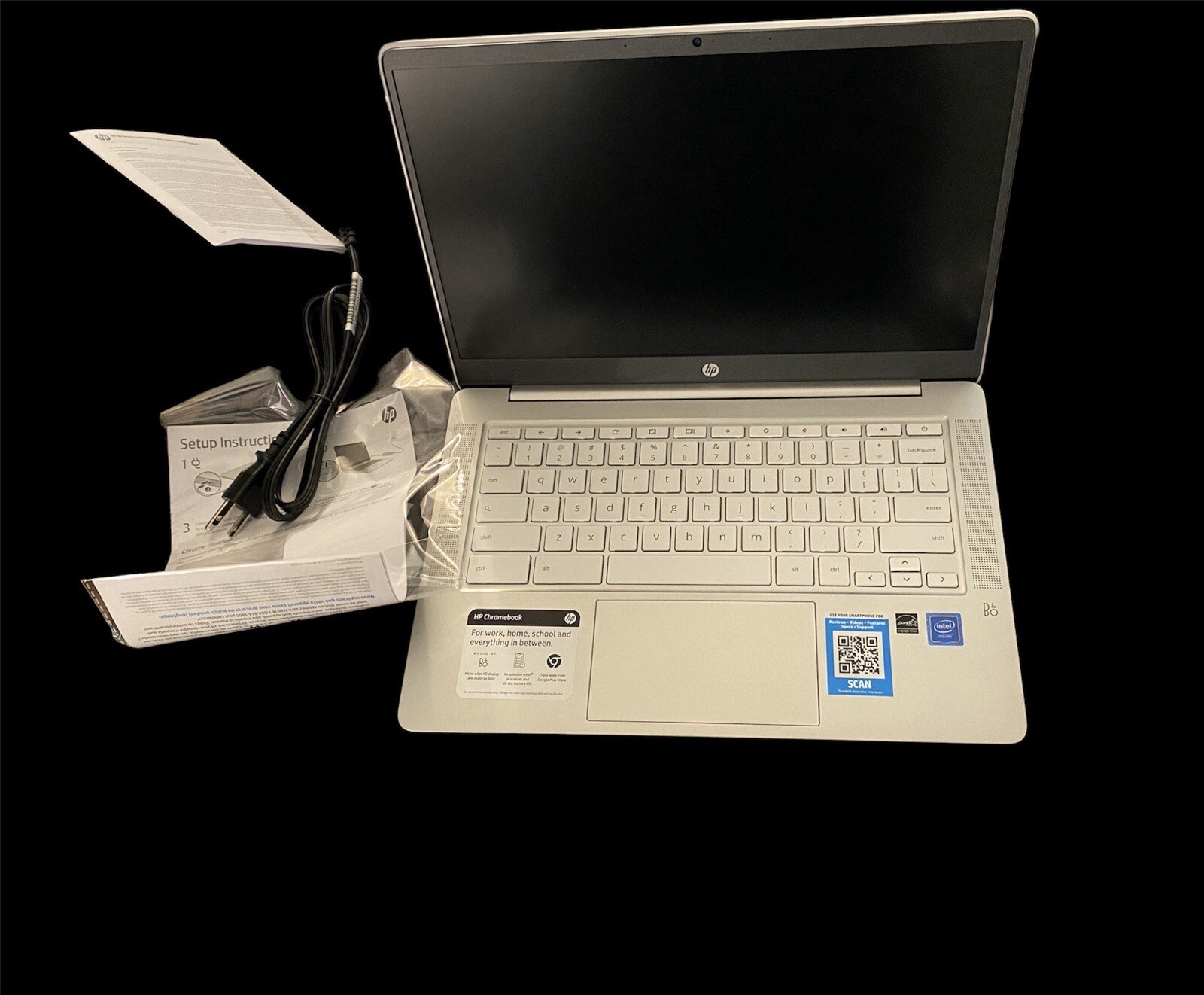 HP 14a-na0020nr 14 inch (32GB, Intel Celeron, 1.10GHz, 4GB) Chromebook – White –