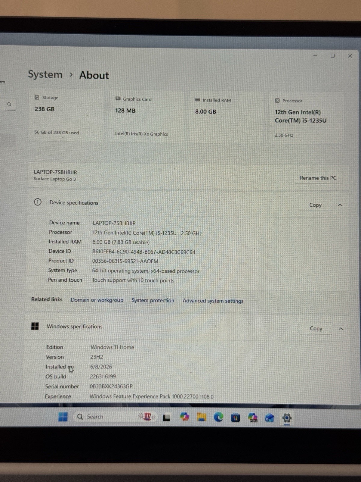 GREAT Microsoft Surface Laptop Go 3 Intel i5 12th Gen 8GB 256GB 12.4″ Laptop