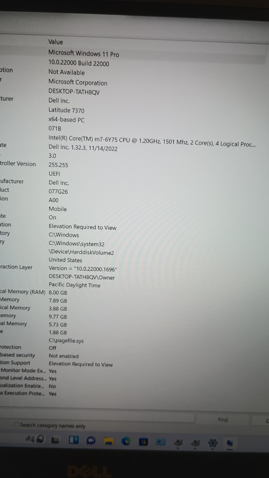 9123Latitude7370w/charger.Core m5-6y57.8GB.256GB NVMe.13.3″QHD+3K Touch.W11.Nice