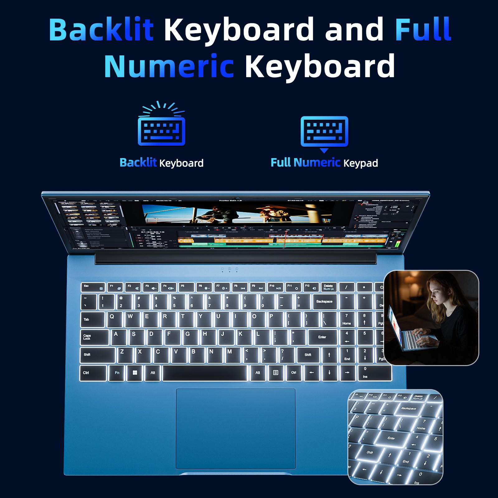 SGIN 15.6″ FHD Laptop, Intel i3-10100Y, 16GB RAM, 1TB SSD, 3.90 Ghz，Win 11, WiFi