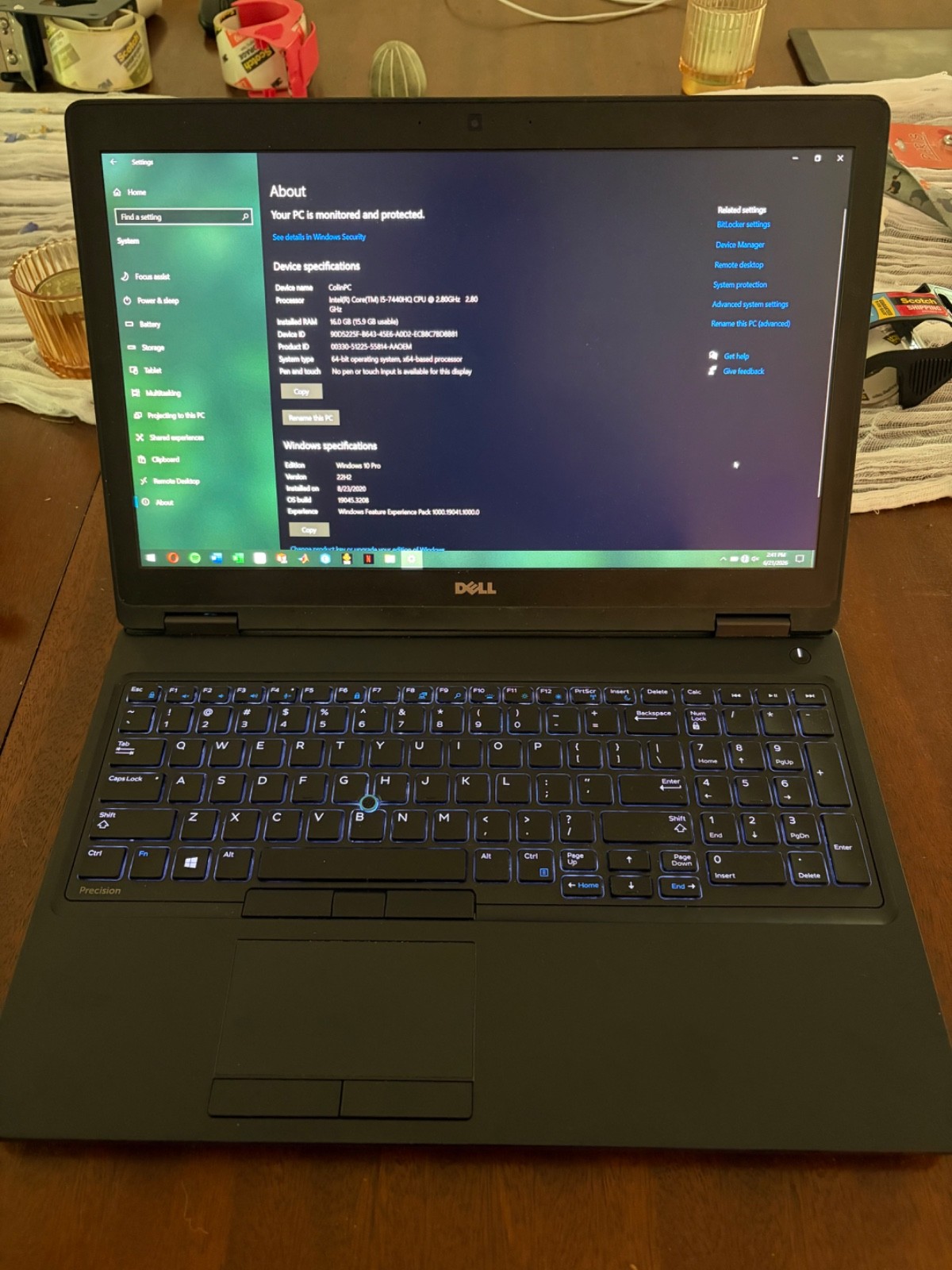 Dell Precision 3520 IntelCore i5-7440HQ @ 2.8 GHz