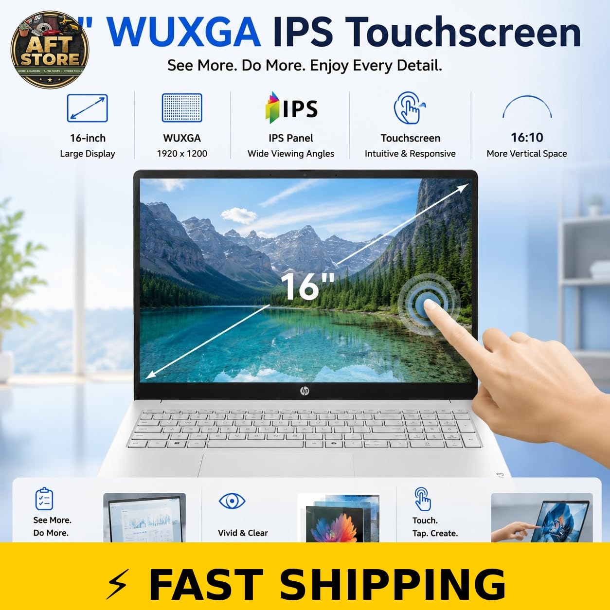 HP OmniBook 3 16″ Touchscreen Laptop – AMD Ryzen 5, 8GB RAM, 256GB SSD