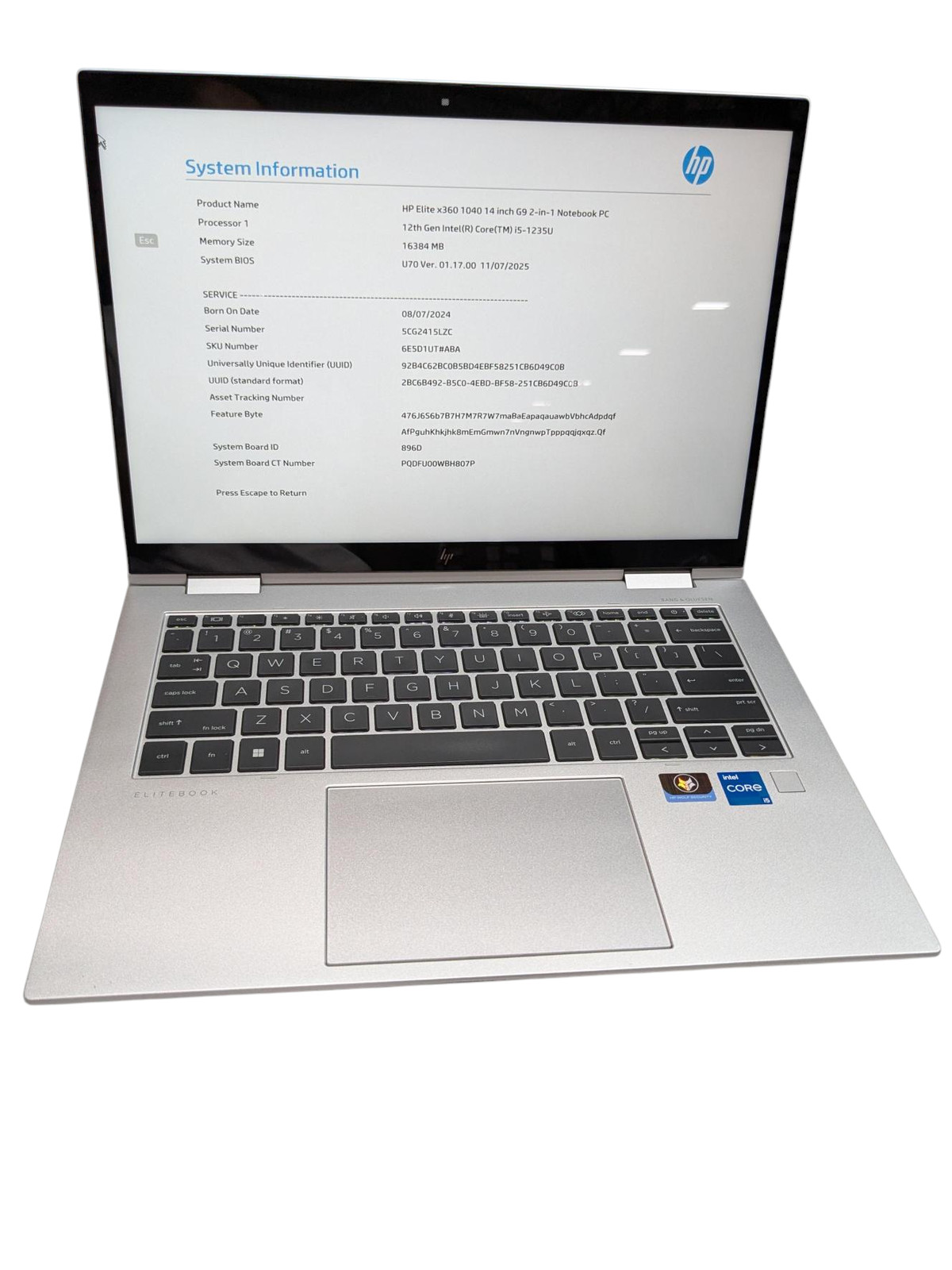 HP EliteBook X360 1040 G9 – i5 1.31 Ghz- 16GB RAM – 256GB SSD- Grade D