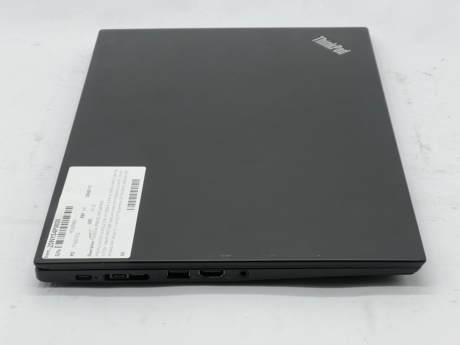 Lenovo ThinkPad T490s, i5-8365U CPU @ 1.60GHz, 16GB RAM-No HDD/OS/Charger