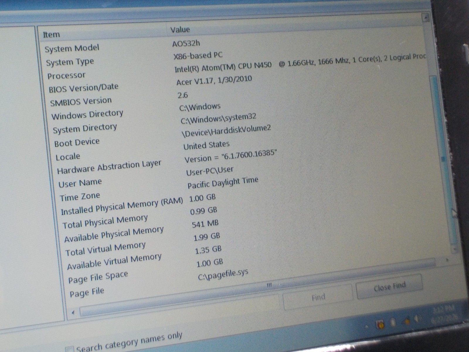 Acer Aspire One NAV50 10.1″ Laptop Netbook Computer Windows 7 160GB 1GB RAM 1.66