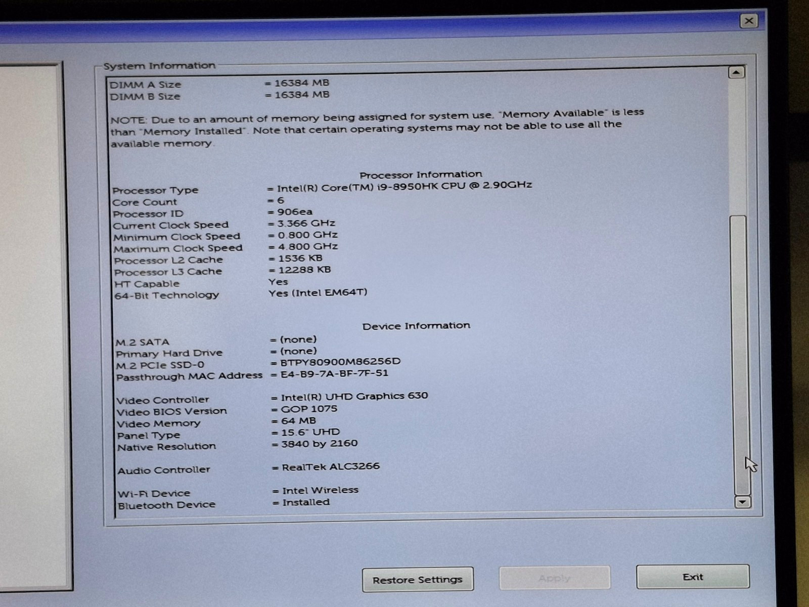 Dell Precision 5530 15.6″UHD Touch i9-8950HK 32GB Ram 256 SSD Quadro P2000 W11 P
