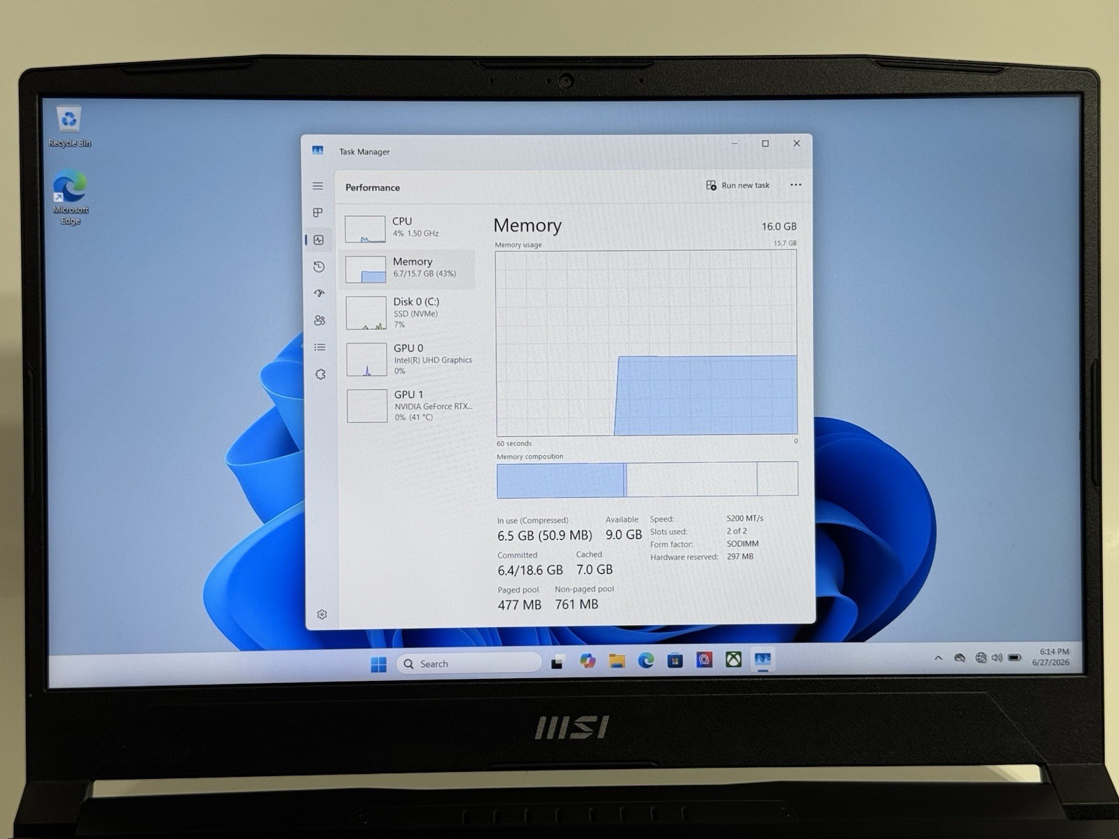 MSI Katana 15 B13VEK 15.6″ i7-13620H 2.4GHz 16GB RAM 1TB SSD GeForce RTX 4050