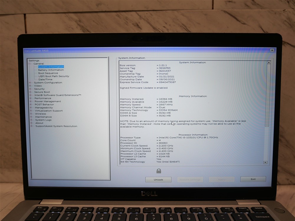 DELL LATITUDE 5410 14″ Laptop i5-10310U 1.7ghz 16GB RAM w/ FAIR BATTERY!