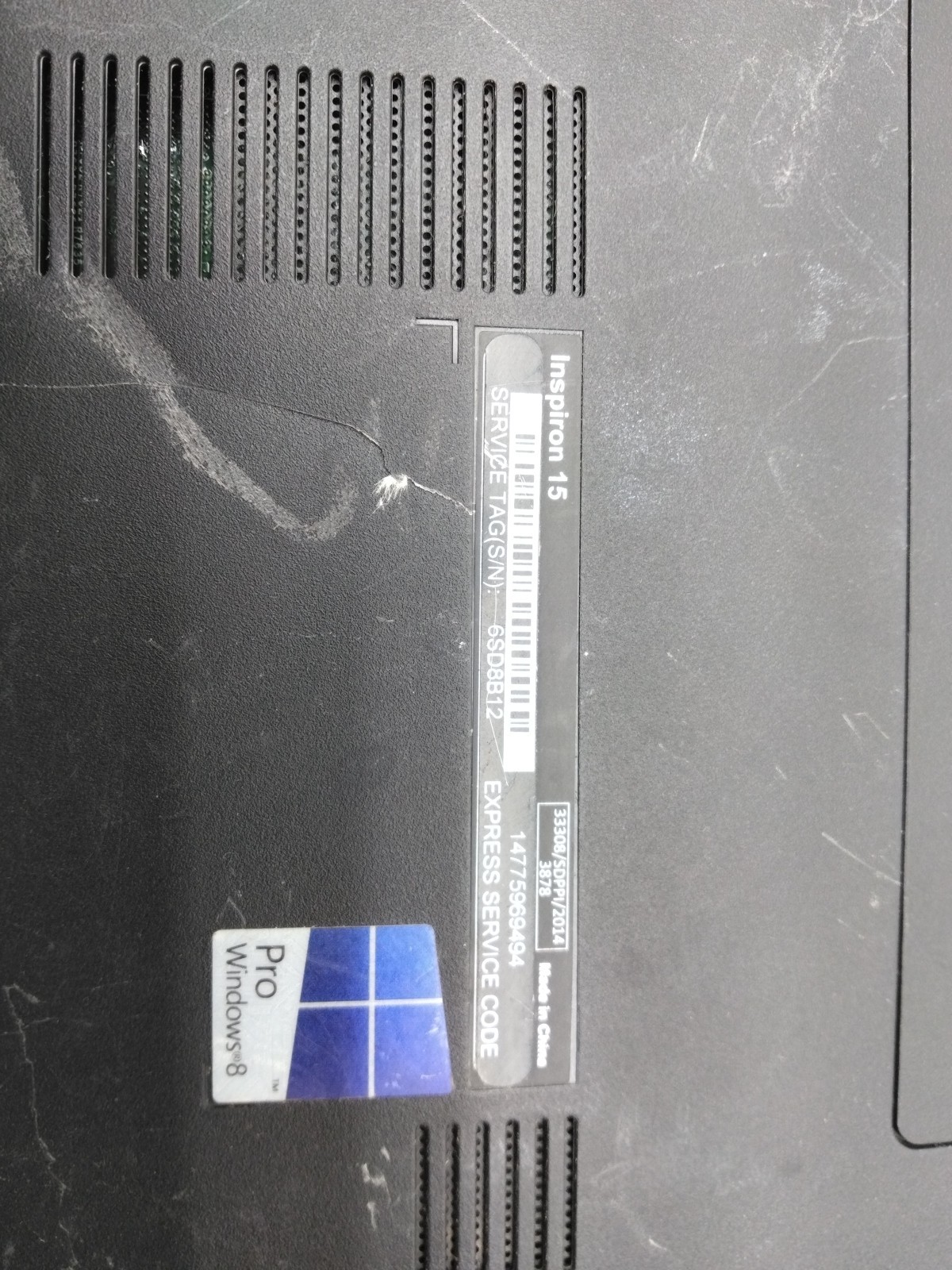 Dell Inspiron 15 33308 – Working Tested Intel I5-4210u CPU, 2gb Ram, 320gb Hd