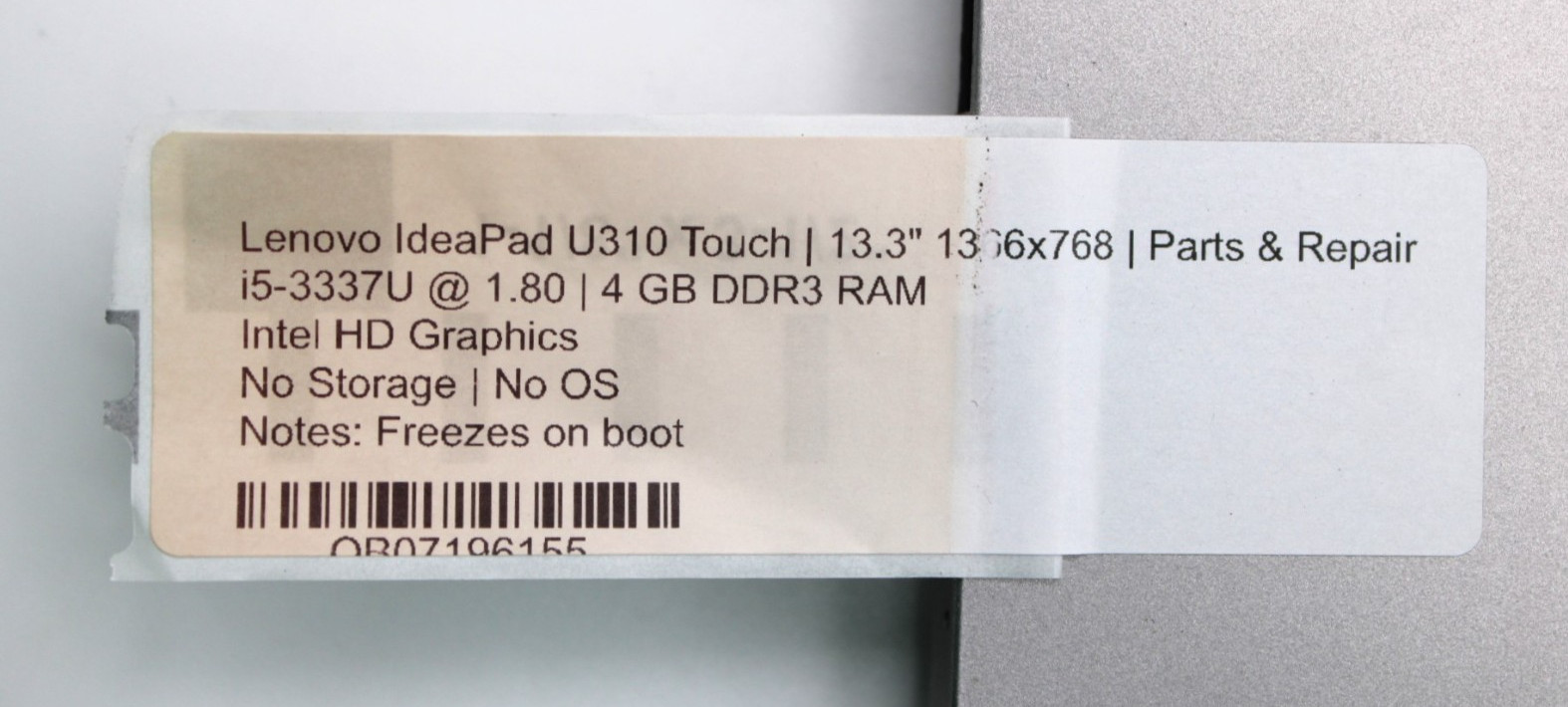 Lenovo IdeaPad U310 Touch i5-3337U@1.8GHz 4GB DDR3 NO STORAGE/OS *PARTS/REPAIR*