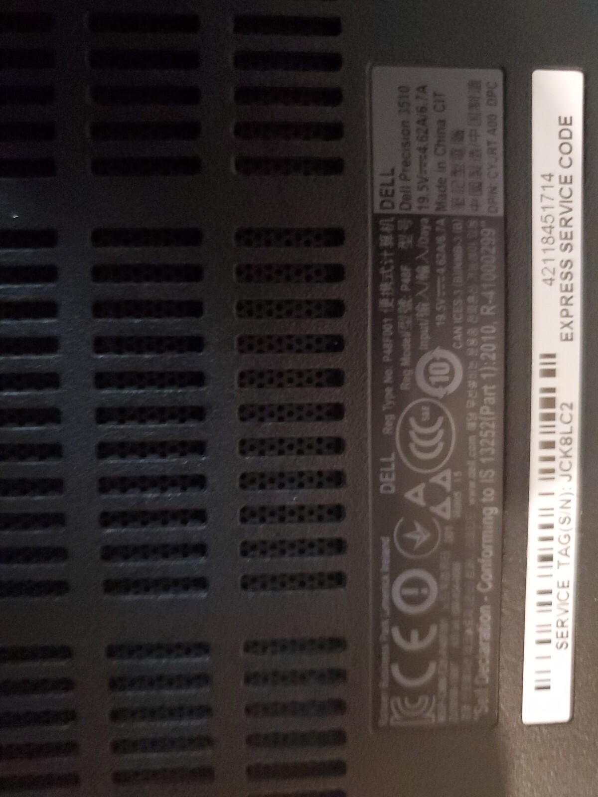 FOR PARTS Dell Precision 3510 Intel i7 – No Power Missing HDD & RAM