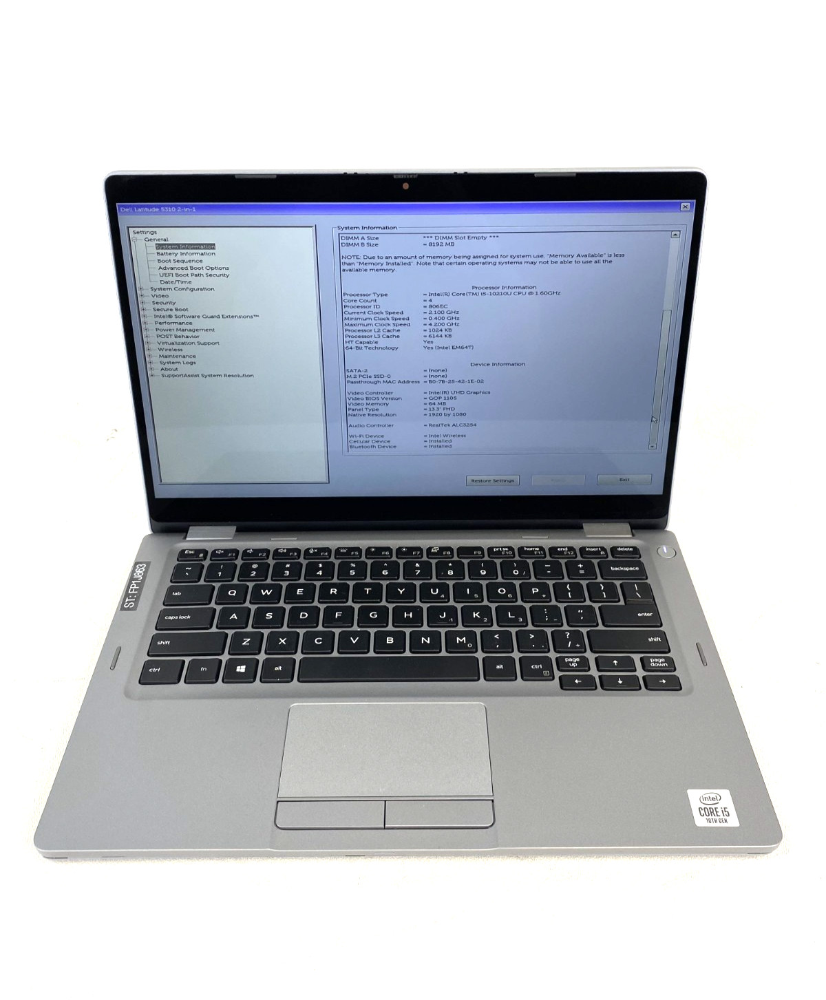 Dell Latitude 5310 2-in-1 Touch Convertible i5-10210U 16GB RAM NO SSD NO OS