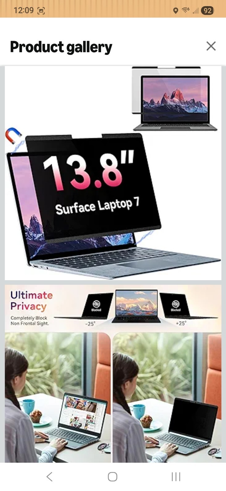 Magnetic Privacy Screen for Microsoft Surface Laptop 7 13.8