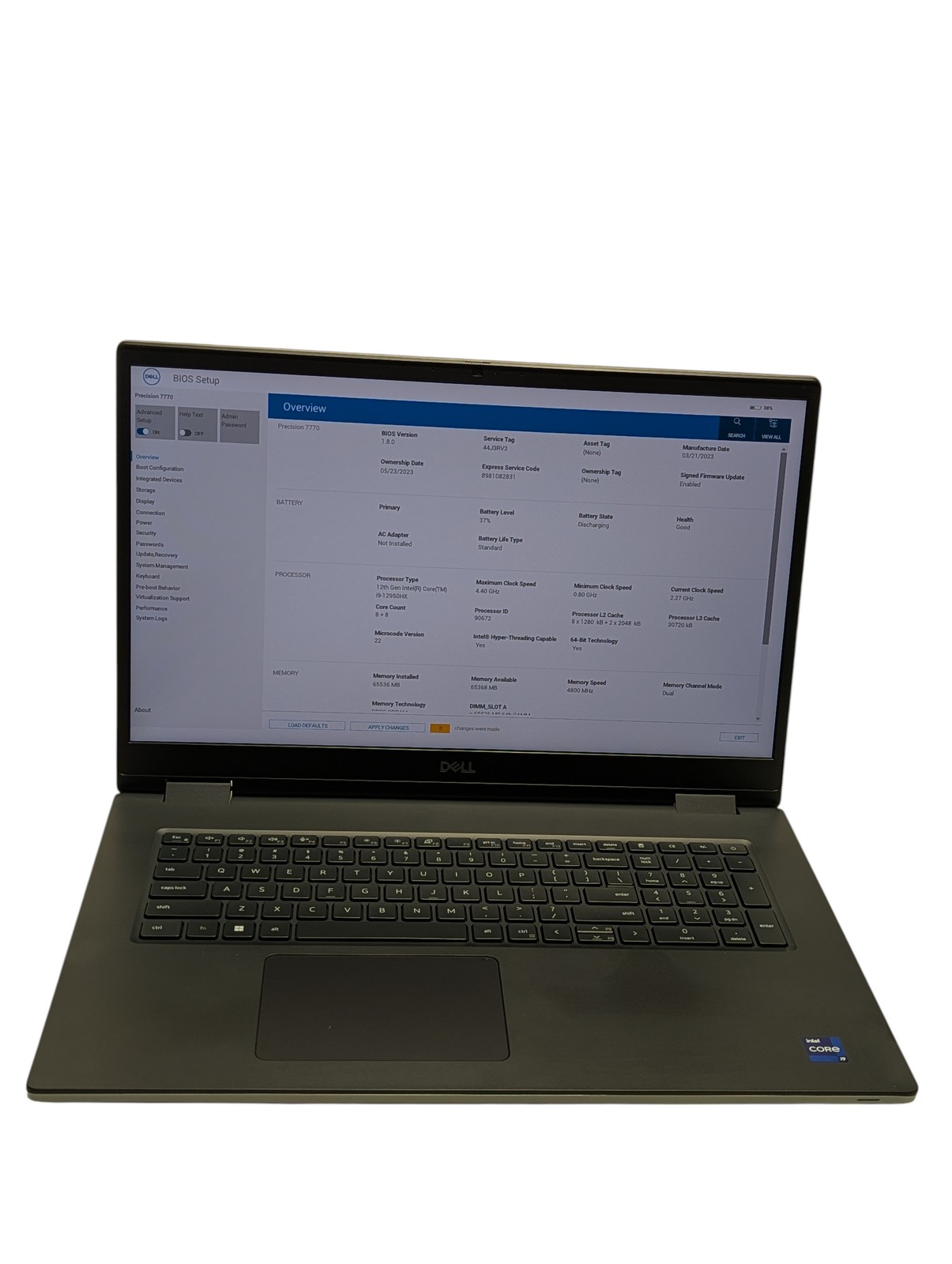 Dell Precision 7770 i9-12950HX 17.3″ 64GB RAM 1TB SSD Grade C Low Battery