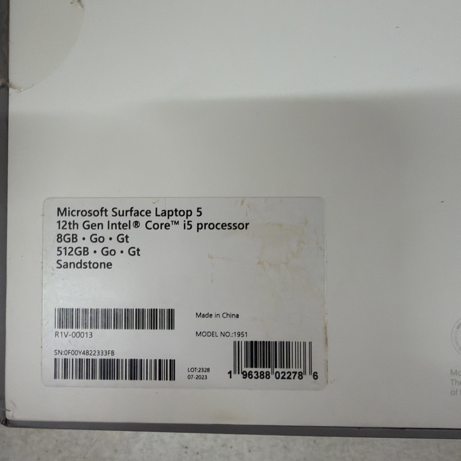 Microsoft Laptop 5 13in i5 8GB 512GB Sandstone (FOR PARTS OR NOT WORKING!)
