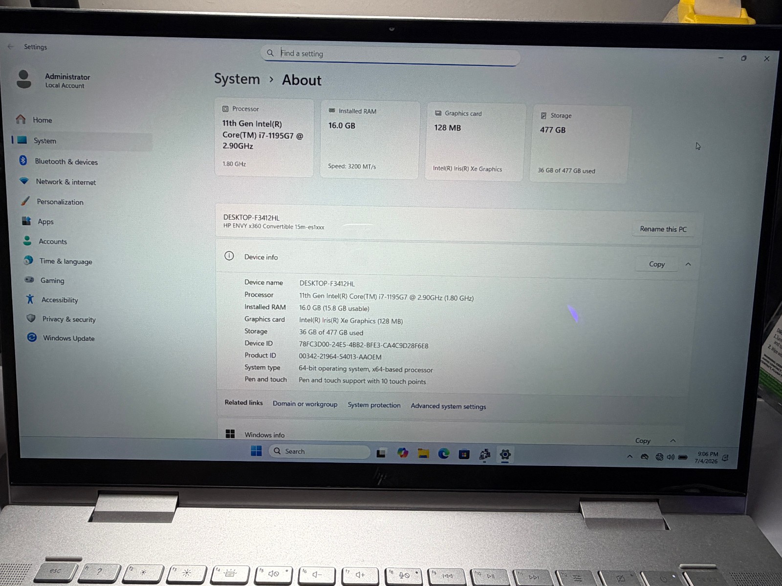 HP ENVY x360 Convertible Laptop Intel Core i7-1195G7 16GB RAM 512GB SSD Win 11