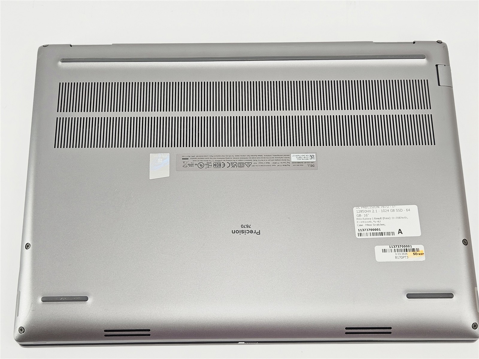Dell Precision 7670 64GB RAM 1TB SSD i7-12850HX 16″ RTX A1000 Titan Gray