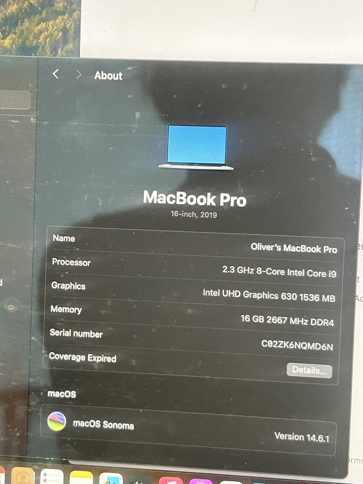 Apple Macbook Pro 2019 Touchbar A1990 15in i9-9980HK @2.3GHz 16GB RAM 512GB 555X