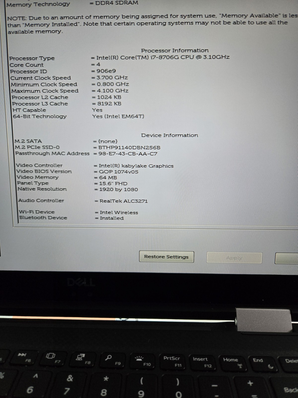 DELL Precision 5530 2-in-1 i7-8706G 3.1GHz 16Gb RAM 256Gb NVMe Touch Pro WX Vega