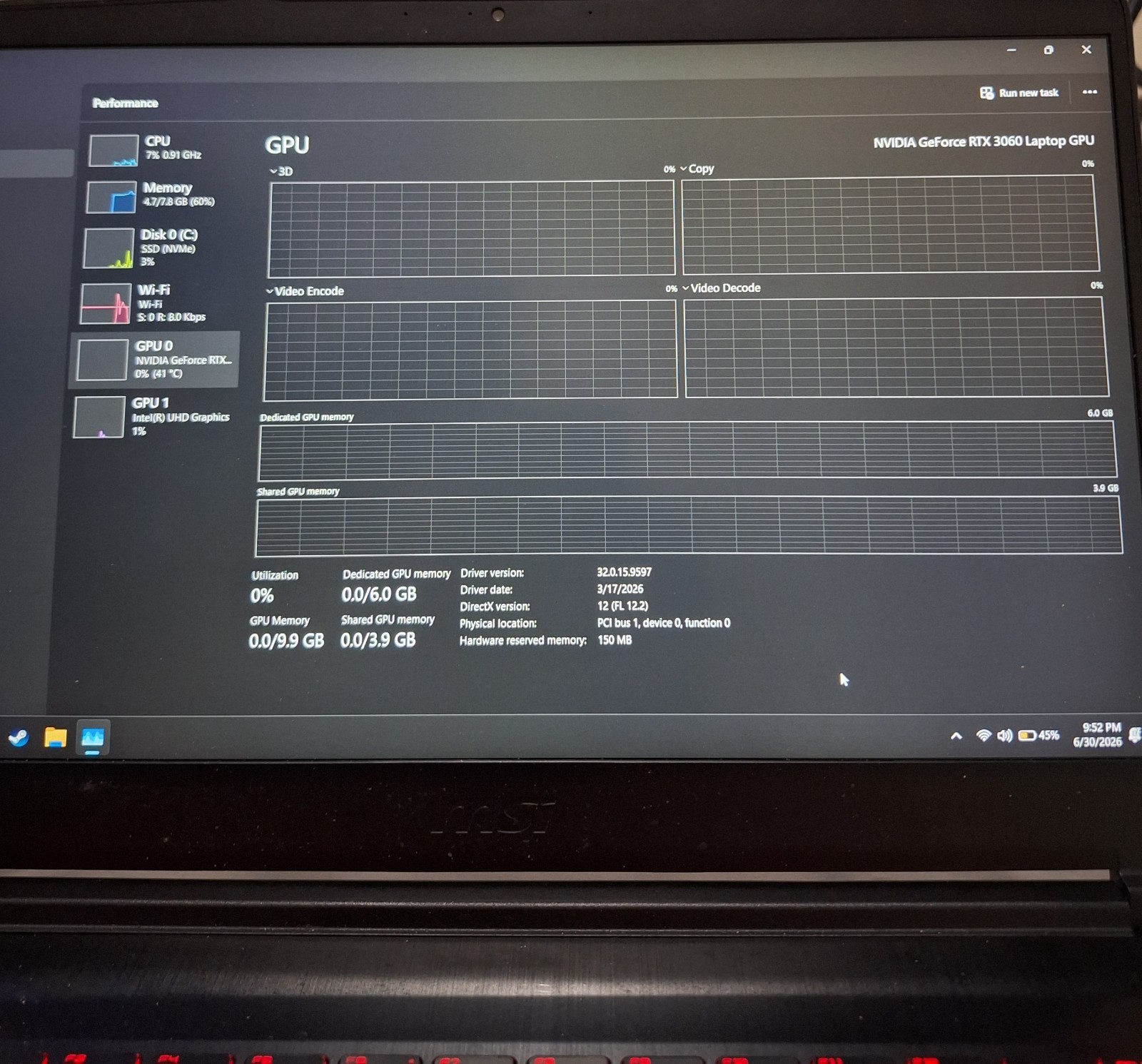 MSI GF65 Thin 15.6″ (512GB SSD, Intel Core i5 10th Gen., 2.60 GHz, 8GB) Laptop –