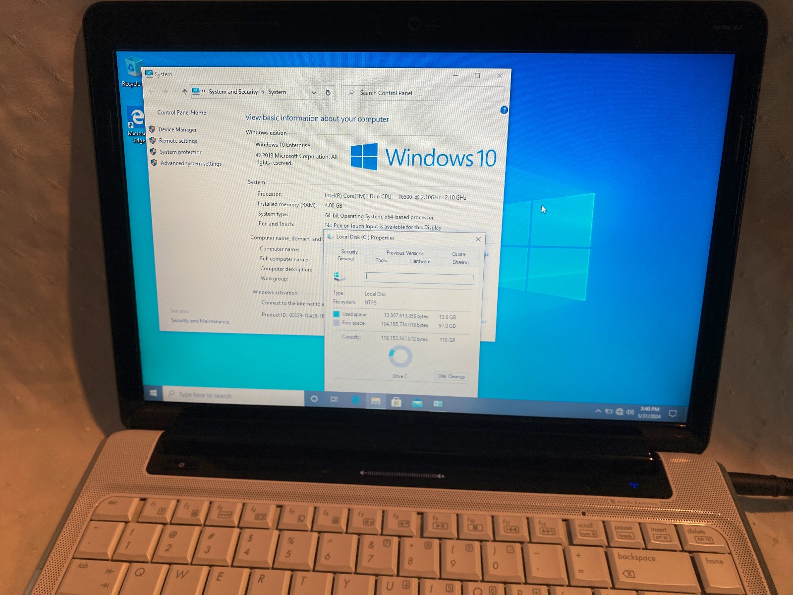 HP Pavilion Notebook DV4-1435dx, Core 2 Duo T6500, 4GB RAM, 120GB SSD