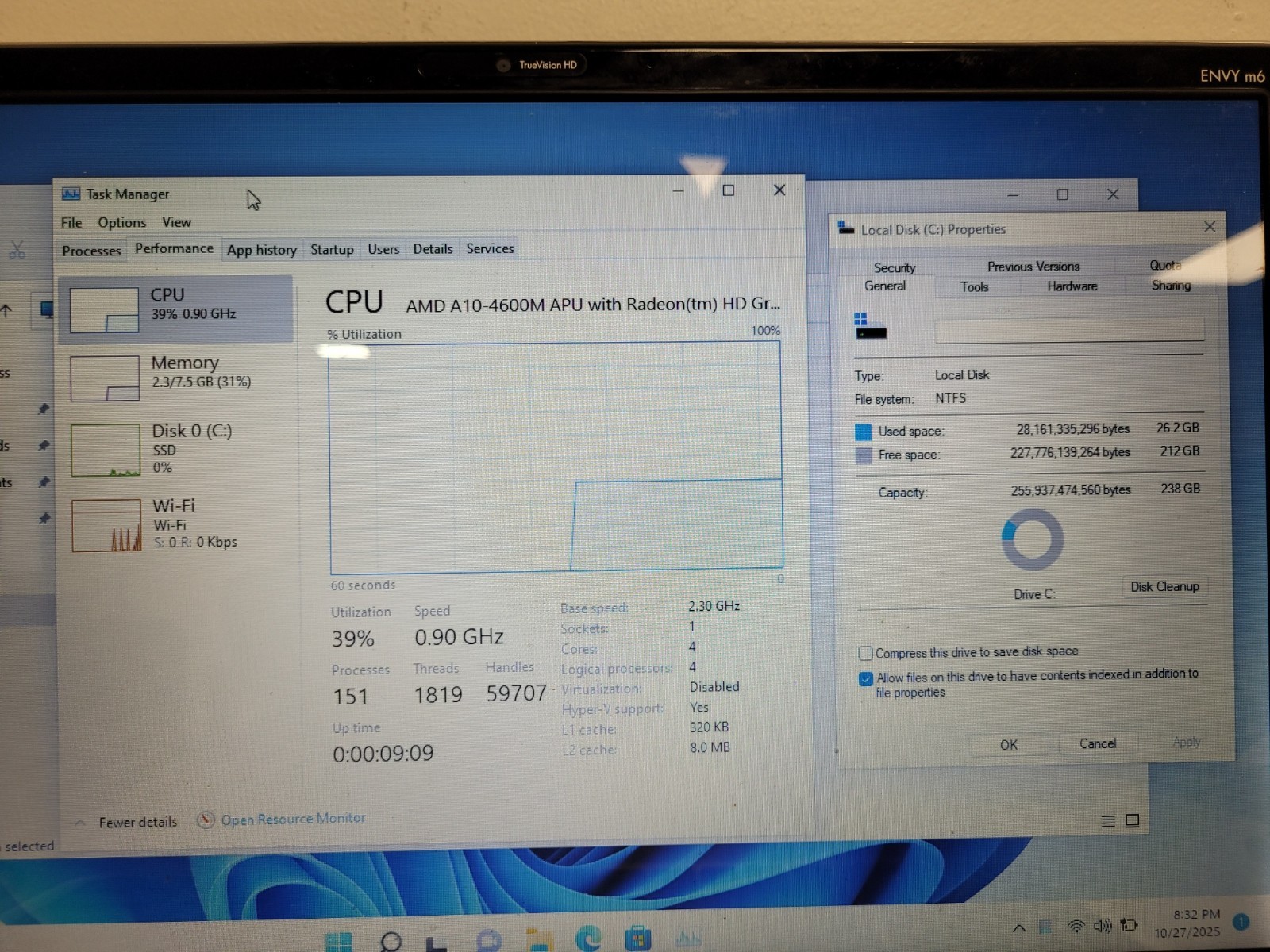 Hp Envy M6 notebook amd a10 4600m 2300mhz 8gb ram 256gb ssd charger CND3140H8J