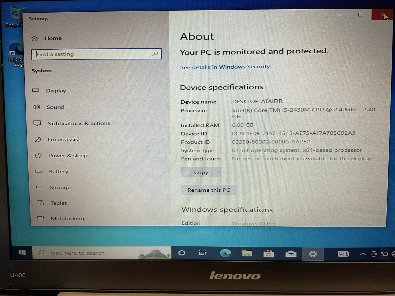 Lenovo ideapad U400 i5-2430M 2.4ghz 6GB RAM 750GB HDD Win7 Laptop READ*