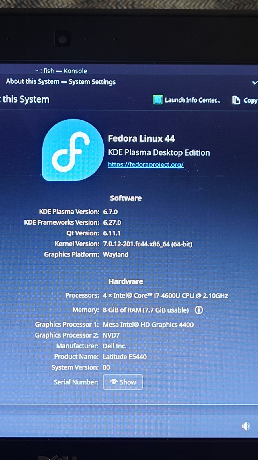 Dell Latitude E5540: I7-4600U, 8GB Ram, 320GB HDD, Fedora Linux