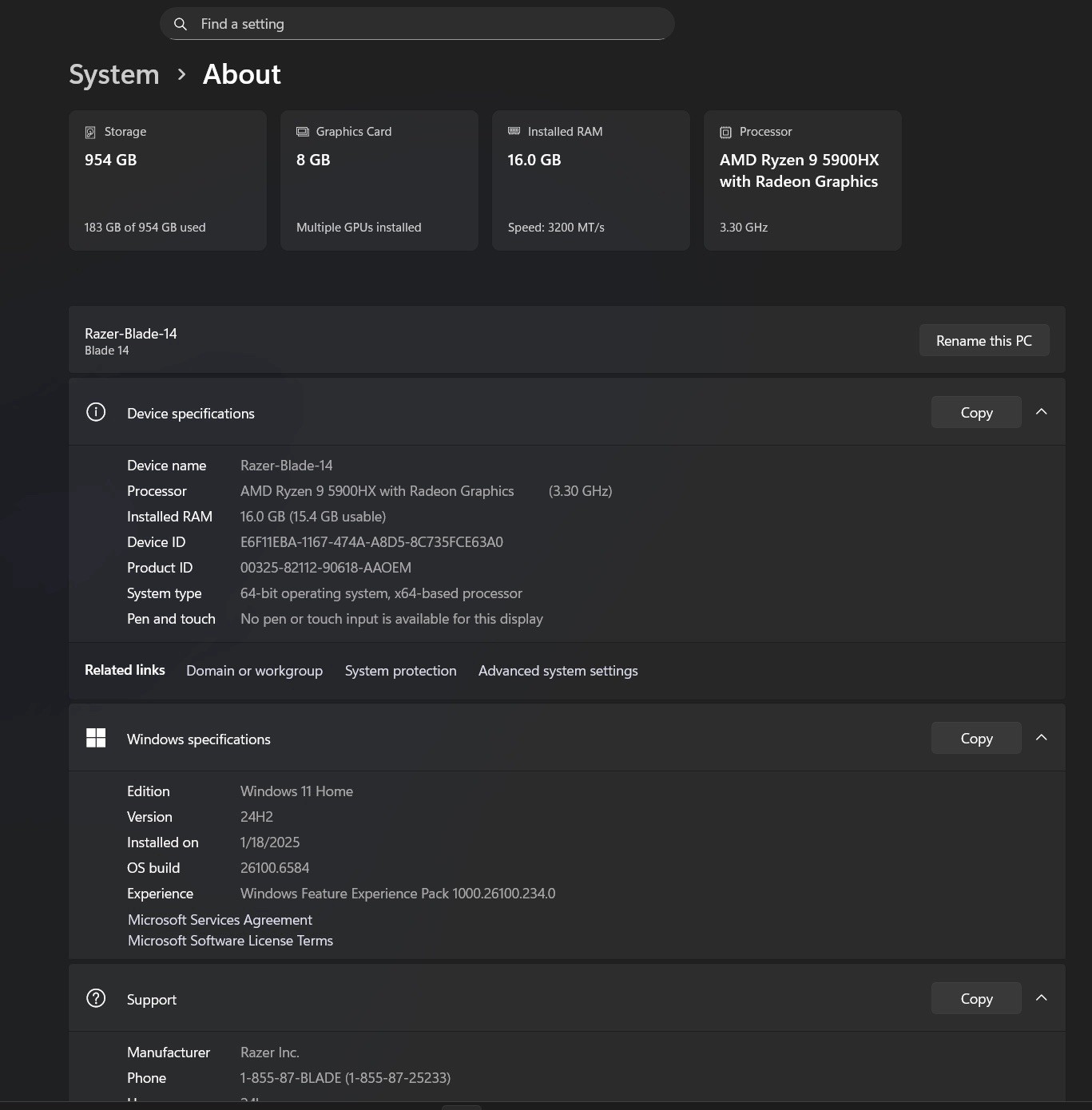 Razer Blade 14 14in Ryzen 9 5900HX RTX 3070 16GB 1TB SSD Win11