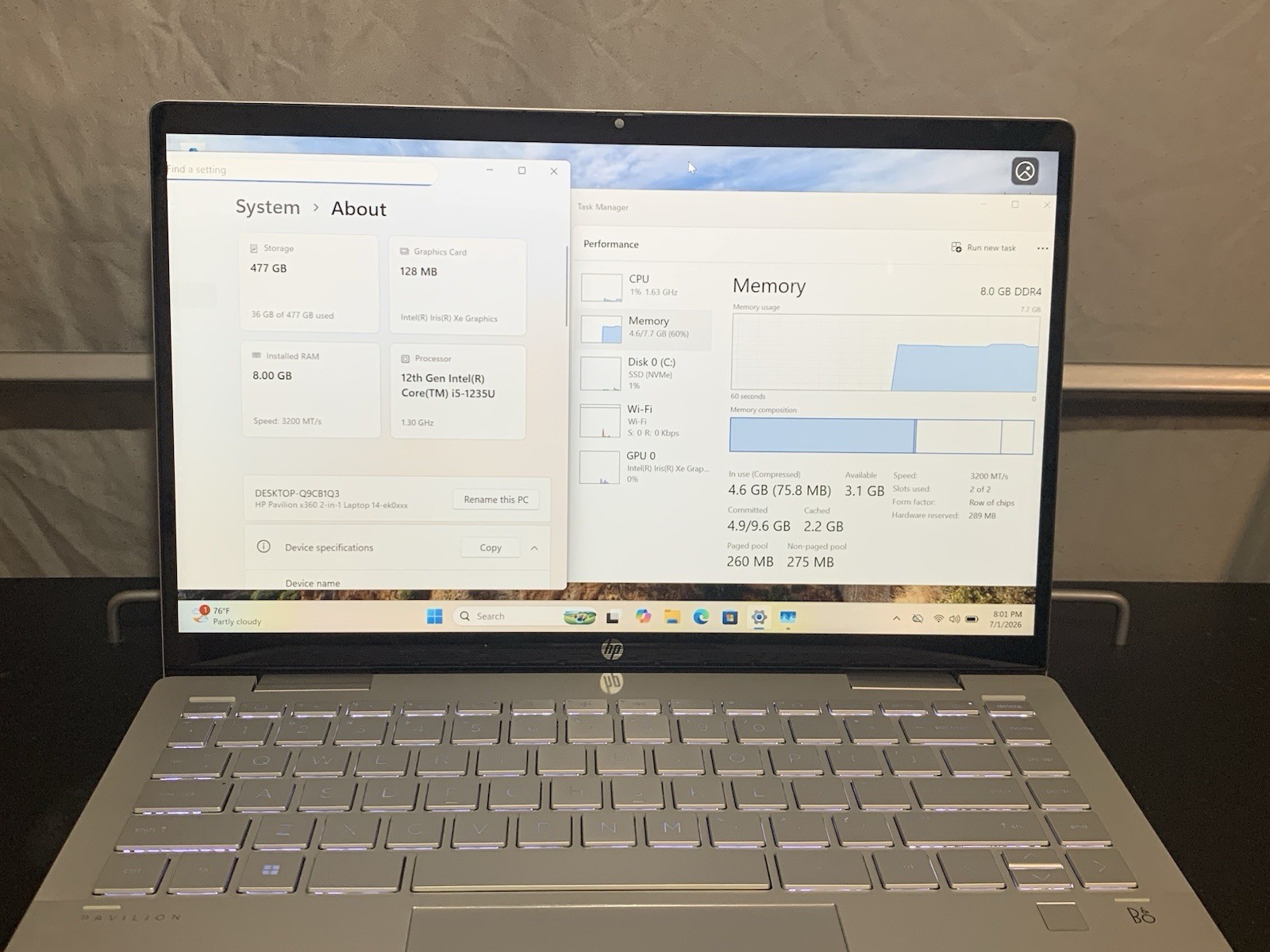 HP Pavilion x360 14-ek0033dx i5-1235U 8GB 512GB SSD Win11 14in Touch FHD Silver
