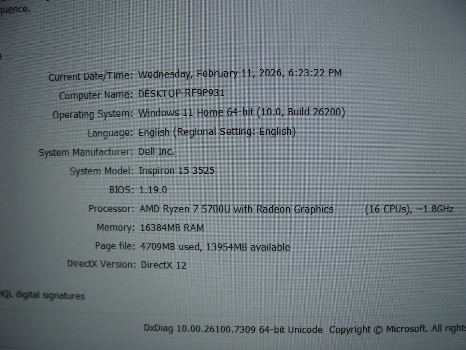 Dell Inspiron 15 3525 15.6”FHD 120hz AMD Ryzen 7 5700U 1.8GHz 16GB 1TB +Charger