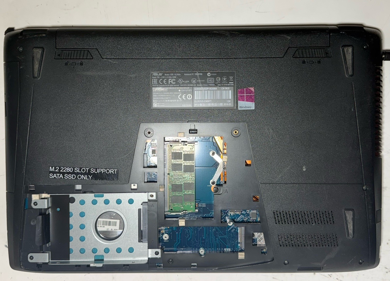 ASUS GL552V Gaming Laptop i7-6700HQ 8GB DDR4 GTX960M (NO SSD/AC) *READ* #0046