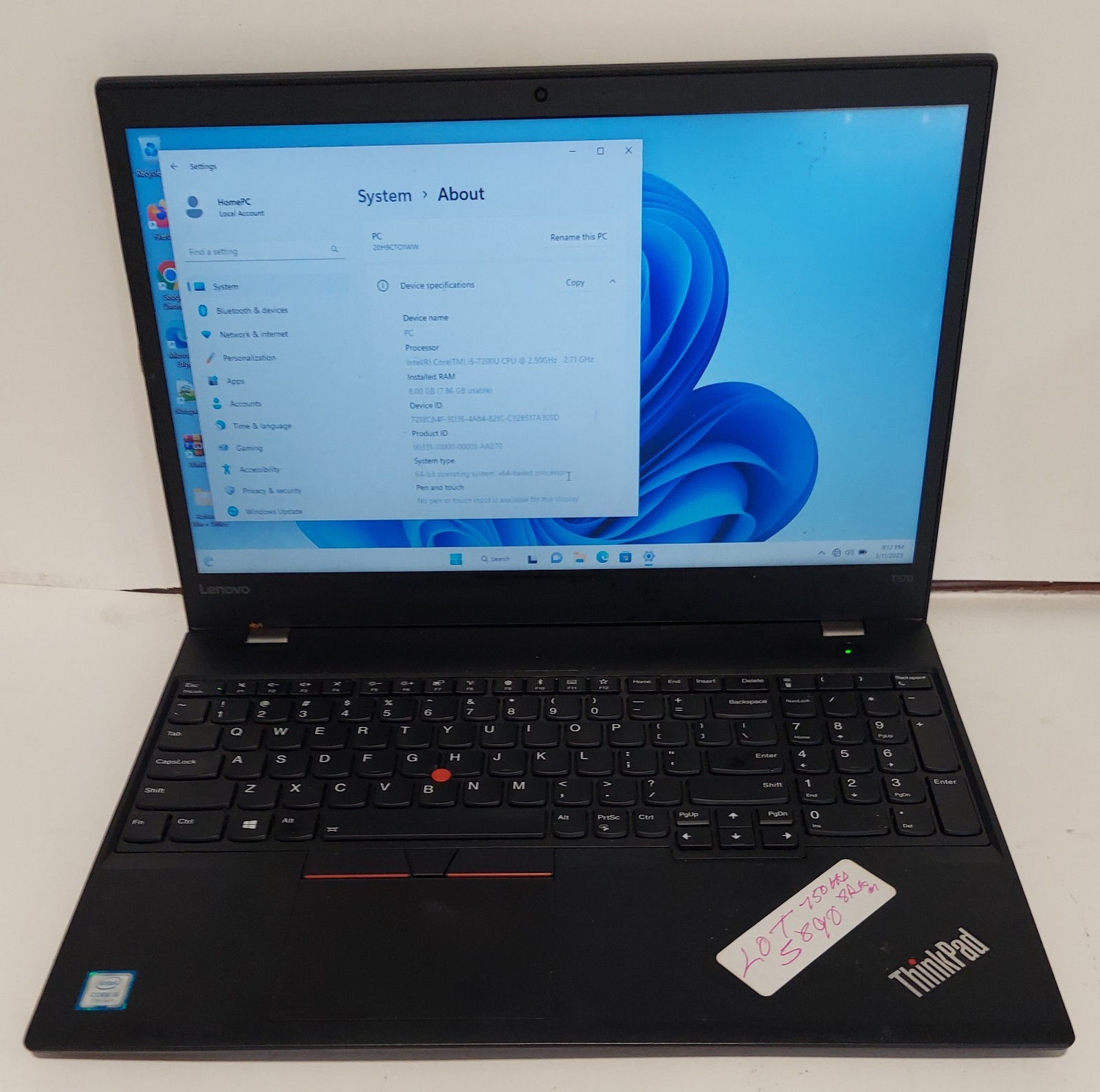 LENOVO THINKPAD T570 i5 7TH GEN 750HD 8 RAM GOOD CONDITION