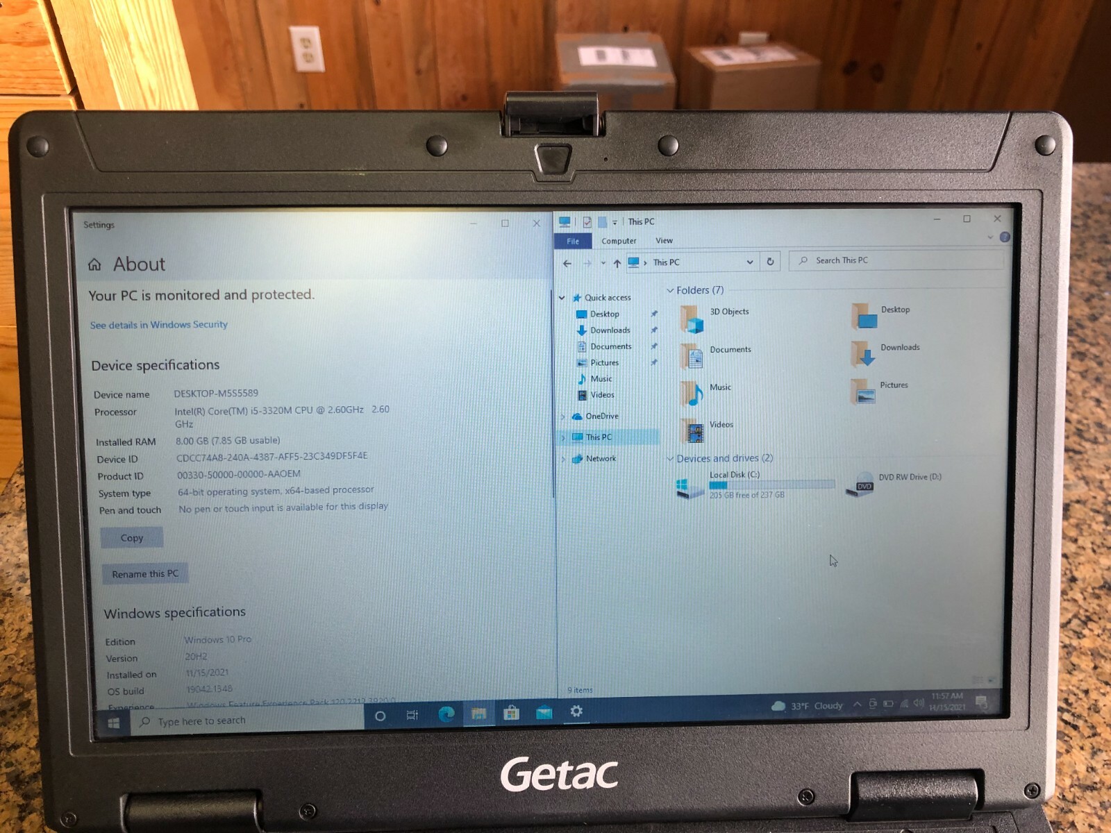 Getac S400 G2 8GB RAM 256GB SSD Windows 10 Pro CD/DVD Drive Intel Core i5 READ