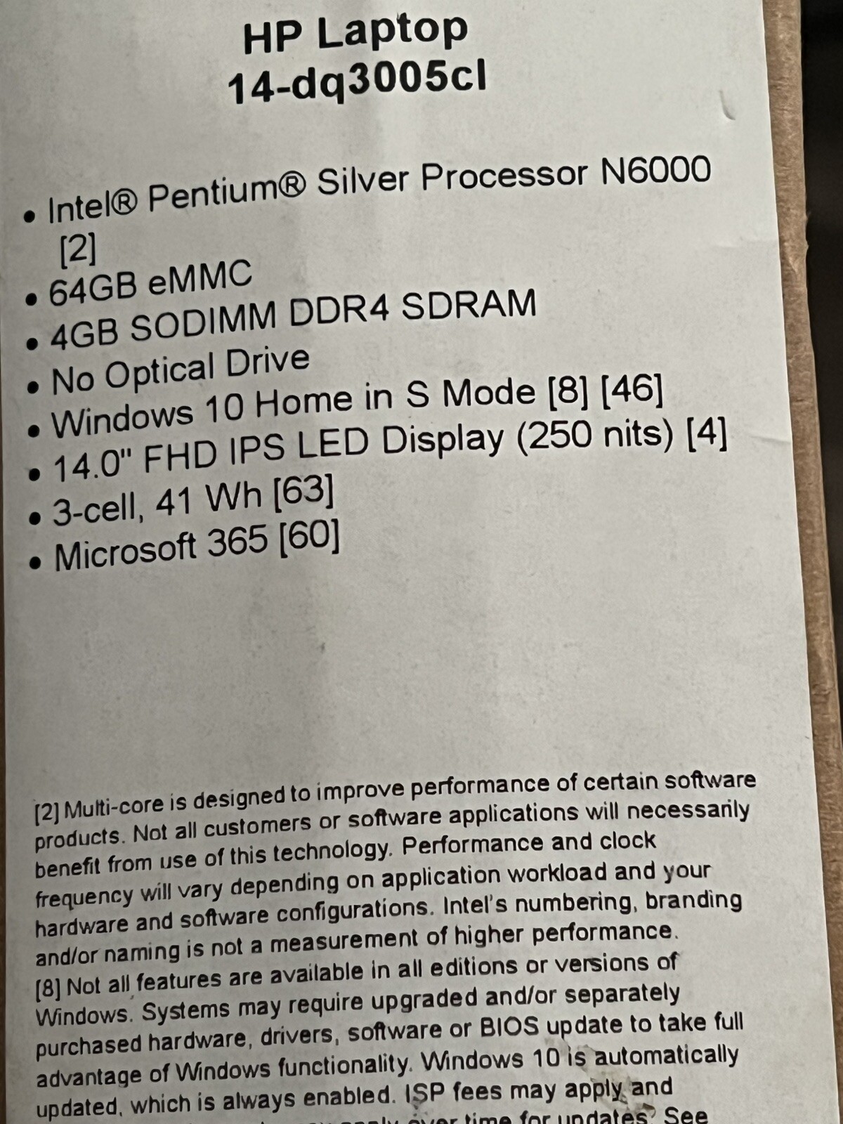 HP 14 LAPTOP INTEL Pentium Silver n6000