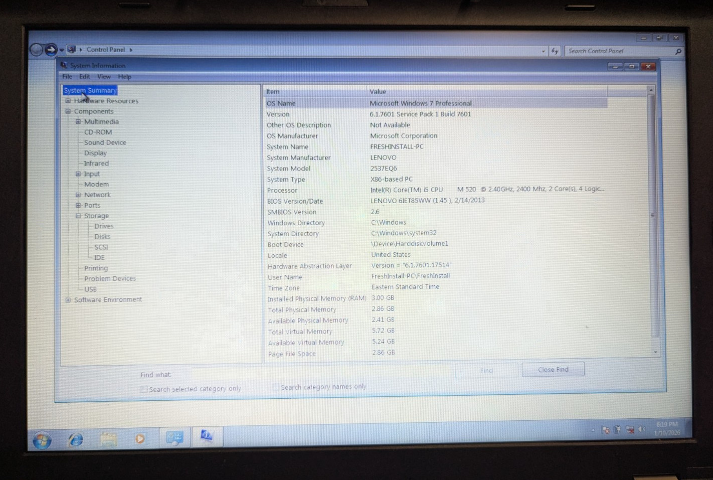 Lenovo ThinkPad T410 Intel i5-520M 2.4GHz 3GB 112GB Win7 Floppy Disk Sound Bar