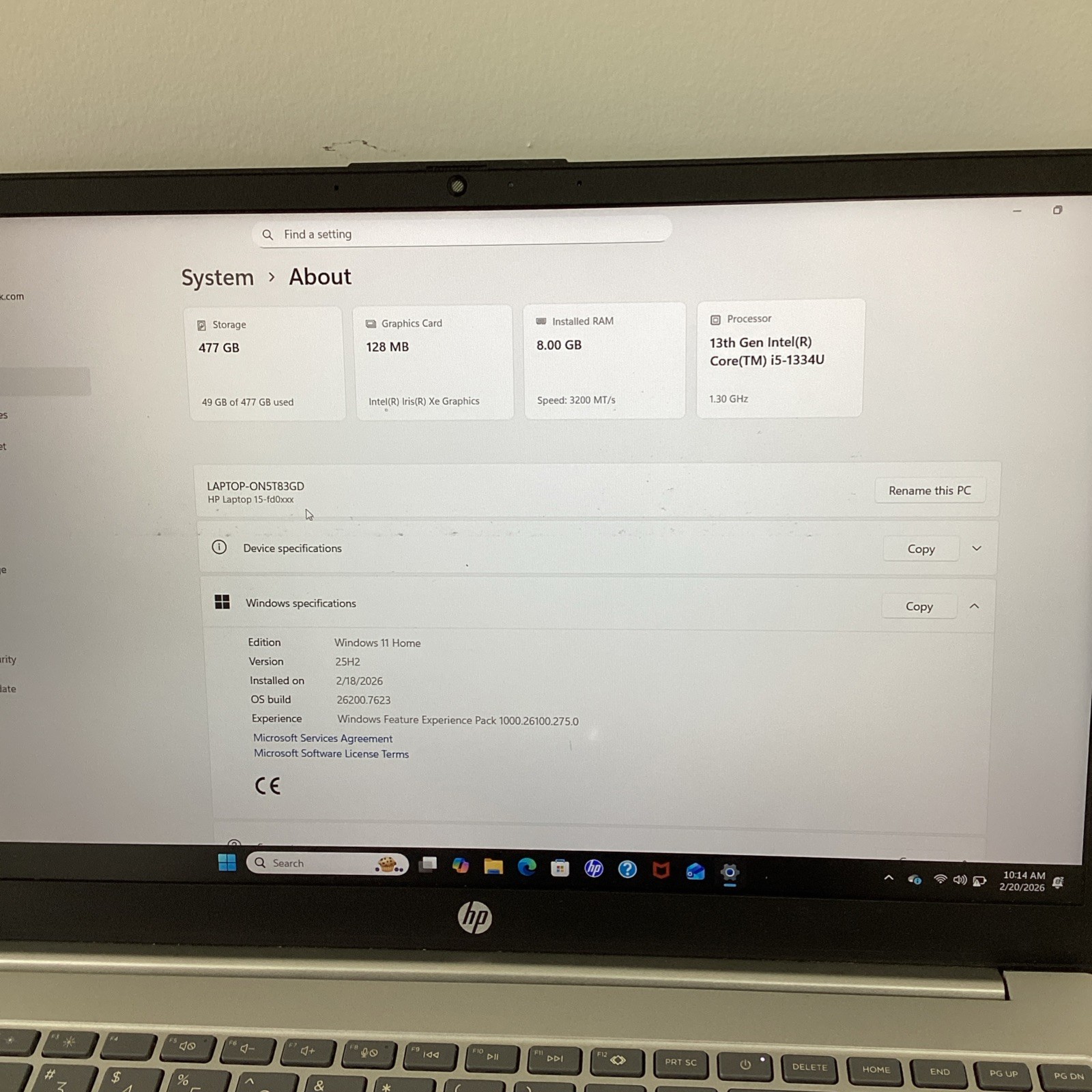 HP 15-fd0152wm Intel Core i5-1334U 1.30GHz 8GB RAM 512GB SSD 15.6″
