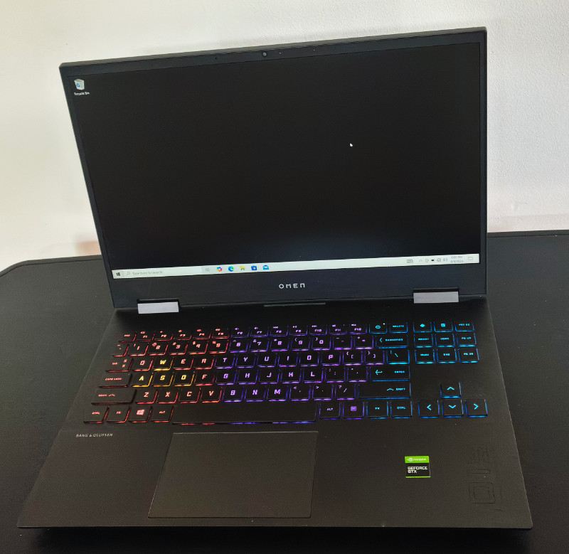 HP Omen laptop 4800h GPU: Nvidia geforce 1660ti Ram: 32gb SSD: NVMe 500gb