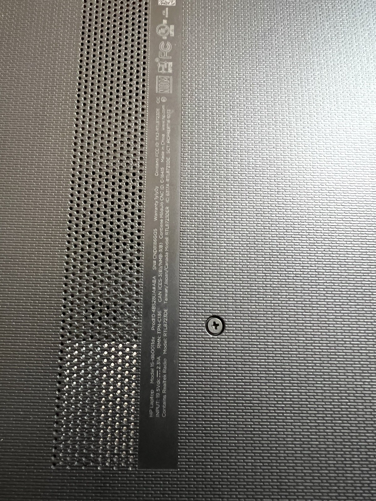 HP Laptop Model 15- db0011dx