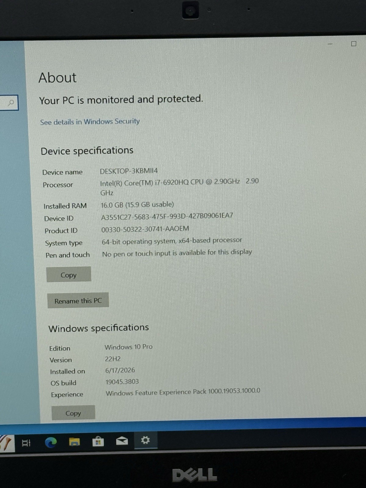 Dell Precision 7510 15.6” FHD Intel i7-6920HQ 16GB RAM 256GB NVMe W5170M Win10P