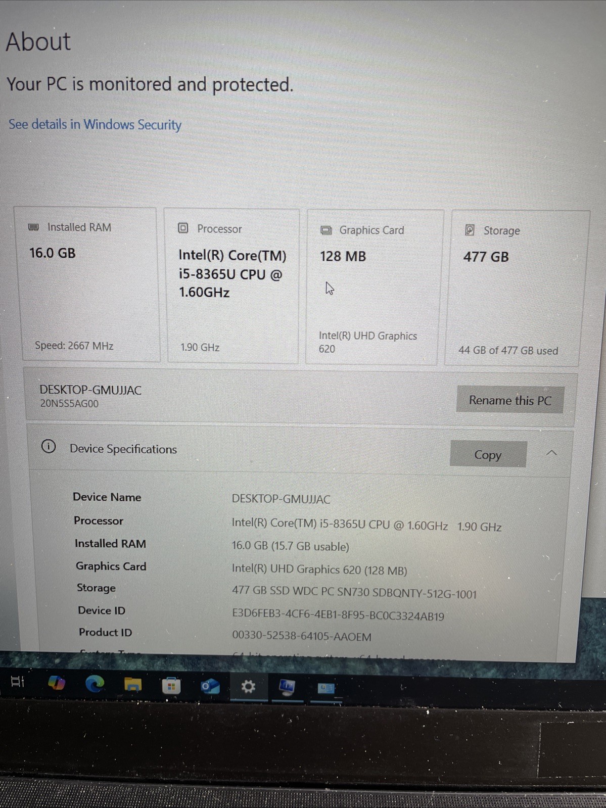 Lenovo ThinkPad T590 i5-8365U 1.6GHz 16GB 512GB Windows 10 Laptop *READ*