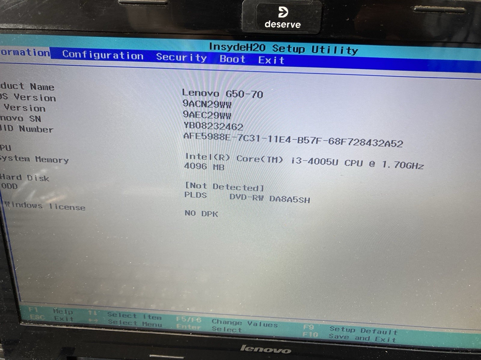 Lenovo G50-70 Laptop Intel Core i3-4030U 1.7GHz 4GB RAM