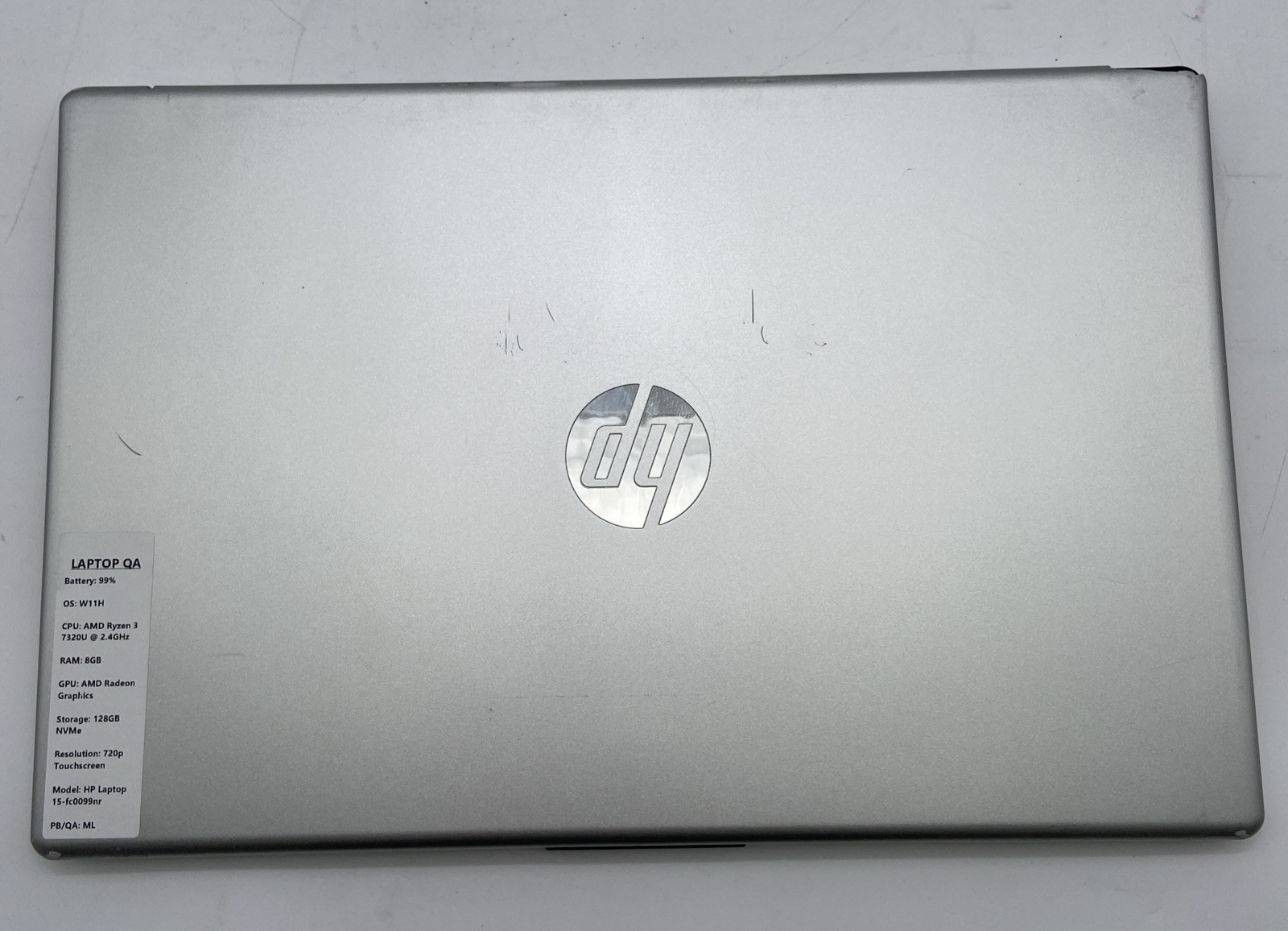 HP Laptop 15-fc0099nr AMD Ryzen 3 7320U @ 2.4GHz 8GB RAM 128GB NVMe W11H